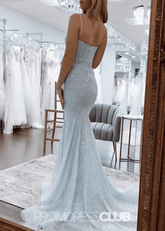 Novia | Sparkly Mermaid Light Blue Long Prom Dress - Price #price_variant_lowest# - Light Blue - PromDressClub
